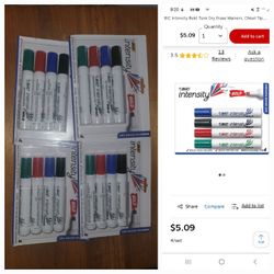 NEW 4 PACKS OF BIC DRY ERASE MARKERS. RETAILS $5.09 A PCK AT STAPLES.