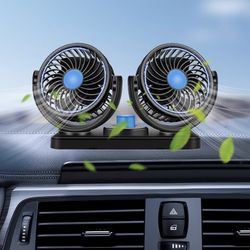 Automotive Interior Accessories Car Fan,Double 360° Rotation Head&2 Speed Strong Wind for A Cool Driving,Universal Car Accessories12V Fan Fits Car Tru