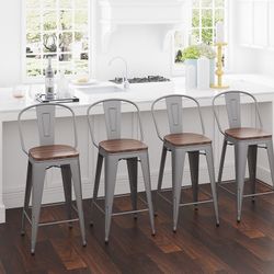 24in Metal Counter Stool Set Of 4