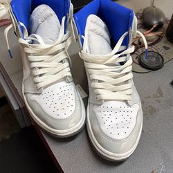 Grey and blue air jordans size 10