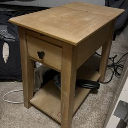 Narrow End Table / Night Stand With Shelf , Drawer And Power Outlets 