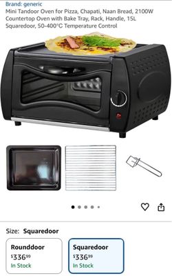 Mini Tandoor Oven for Pizza, Chapati, Naan Bread, 2100W Countertop Oven with Bake Tray,