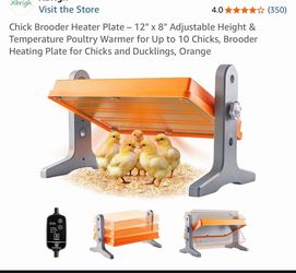 Chick Brooder Heater Plate – 12" x 8" Adjustable Height & Temperature Poultry Warmer for Up to 10 Chicks, Brooder Heating Plate for Chicks and Ducklin