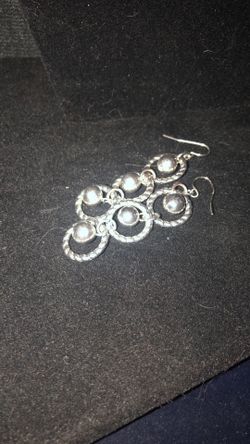 Silver Toned Dangling Pierced Earrings 
