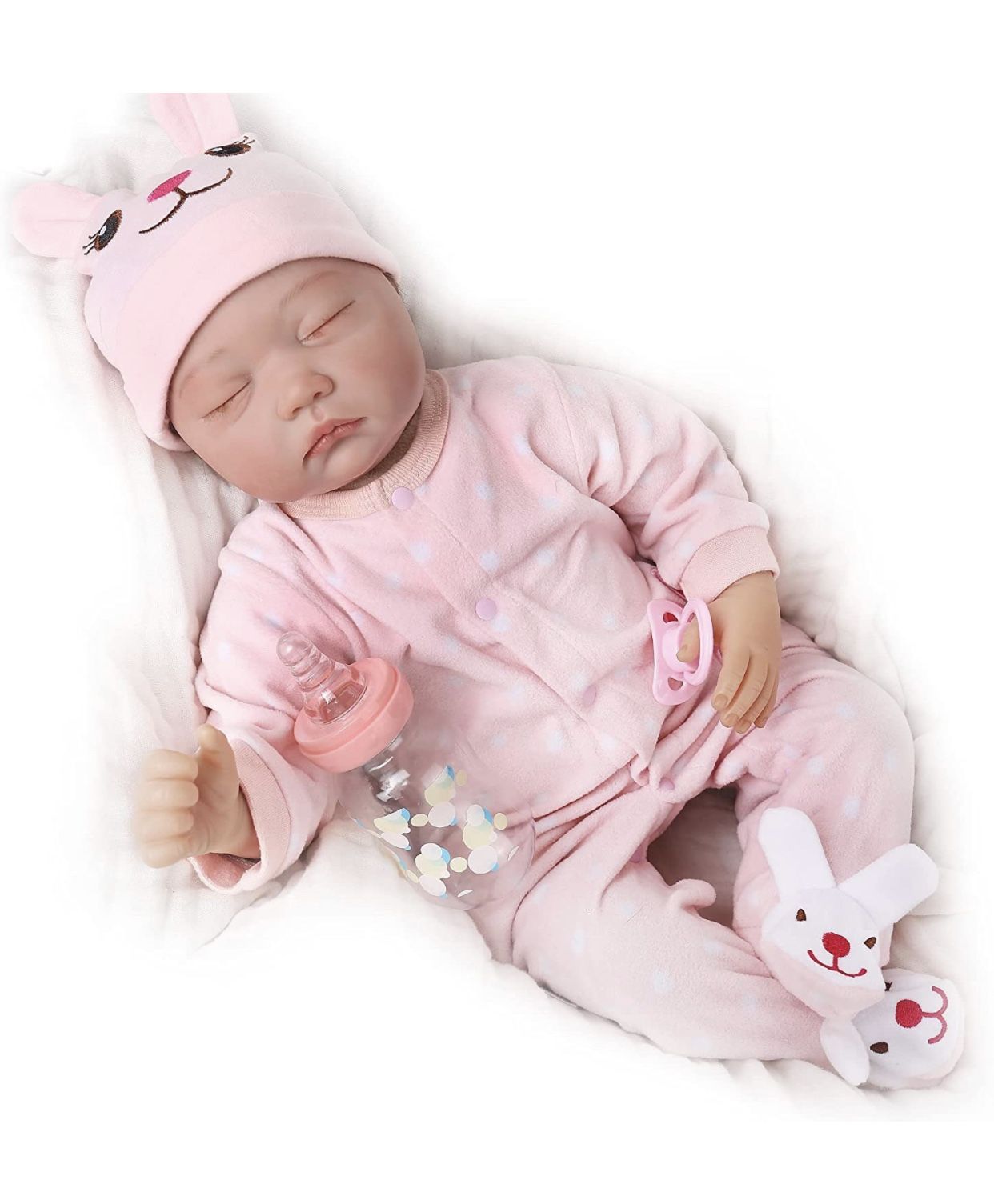 New in box Reborn Sleeping Baby Girl Doll Soft Vinyl Lifelike Realistic 22 inch Weighted Newborn Dolls Gift Set