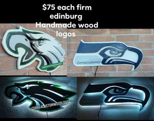 Handmade wood logos with lights $75 each edinburg