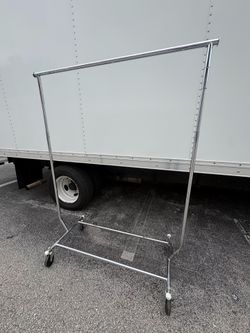 Commercial Clothing Rack 50"-70"W x 51"-66"H Rolling Heavy Duty