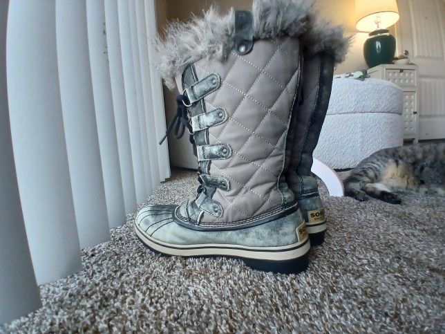 Womens Sorel Joan Of Arctic Leather Quilted Waterproof Sz 9 Boots