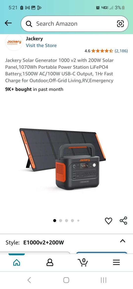 Jackery 1000v2 + 200w Solar Panel