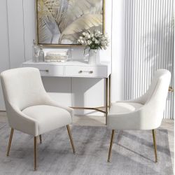 Silla de comedor tapizada de terciopelo con patas doradas,  decorativas modernas de mediados de siglo para dormitorio, sala de estar,