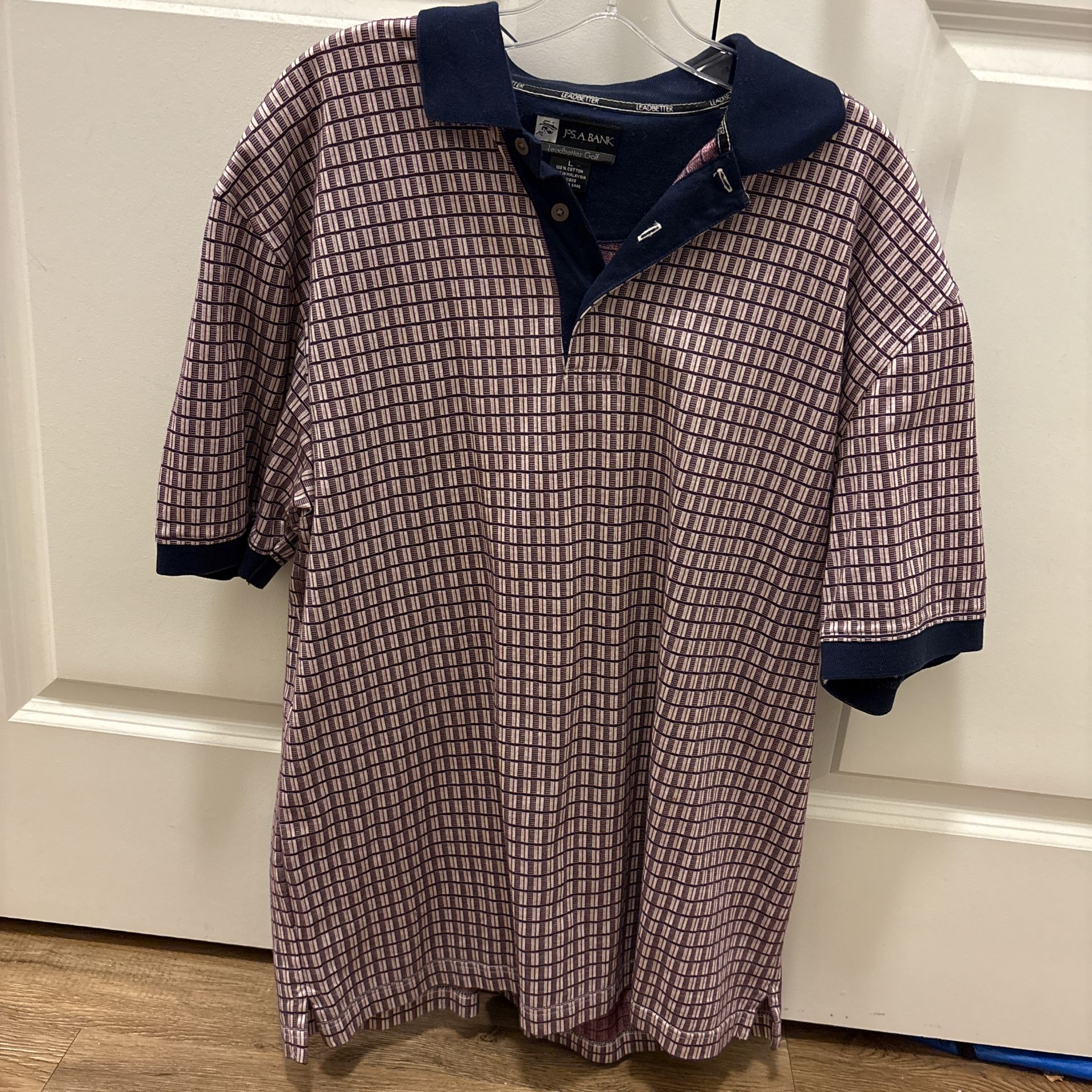 Jos A Bank Men’s L Golf Shirt Plaid Polo