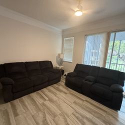 Reclining sofa And loveseat With Center Console