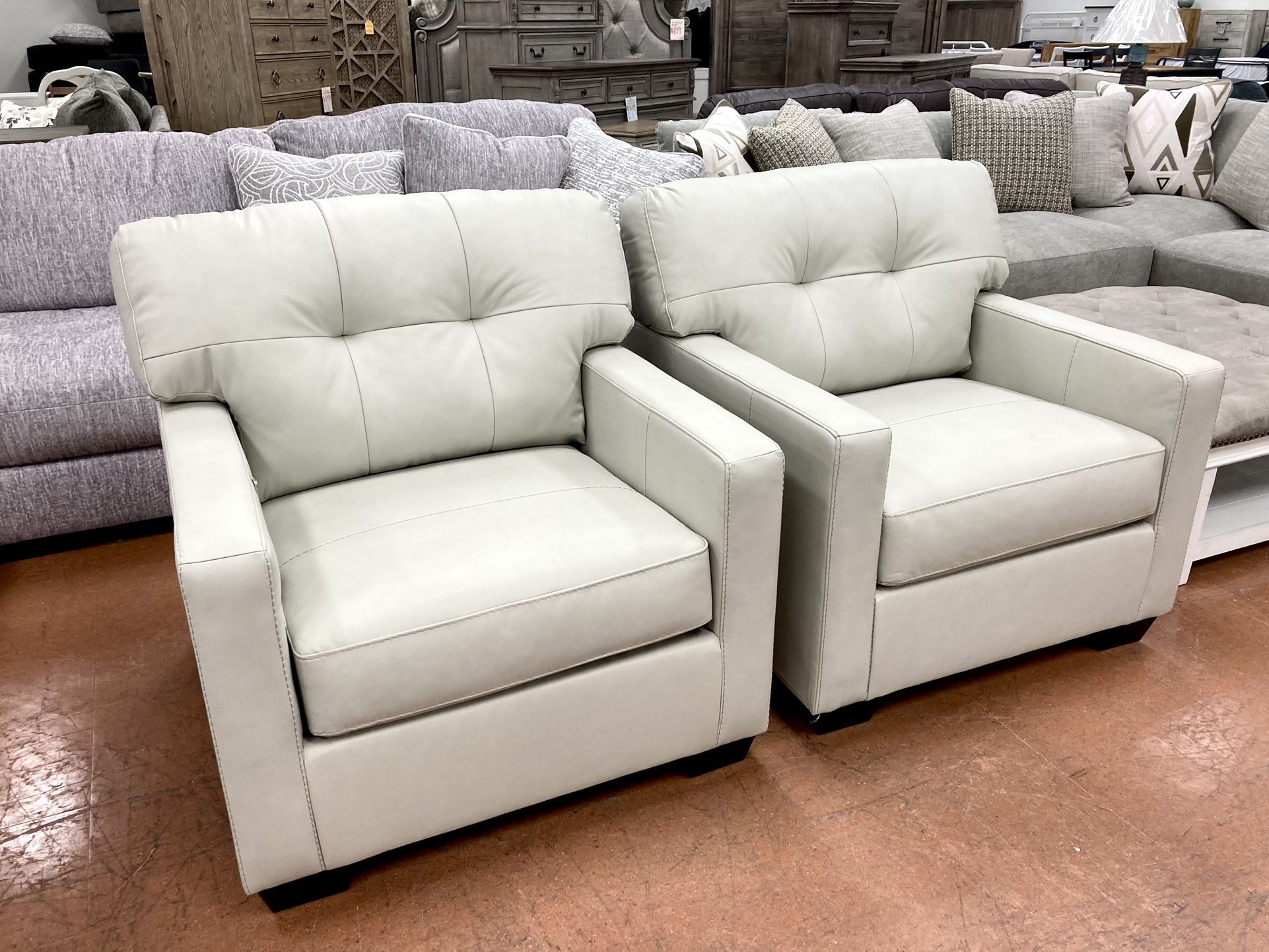 New Set (2) Leather Chairs — CLEARANCE