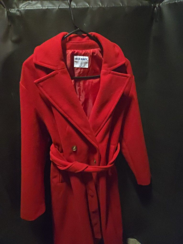 Red Woman Long Peacoat 