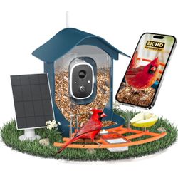 Smart Bird Feeder with Camera, 2K HD AI Identify Birds Species, Bird Watching Camera with Solar Panel, Auto Capture Bi rd Videos & Instant Notificatio