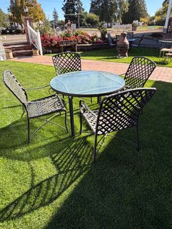 Wrought Iron Patio Table and 4 Chairs Set