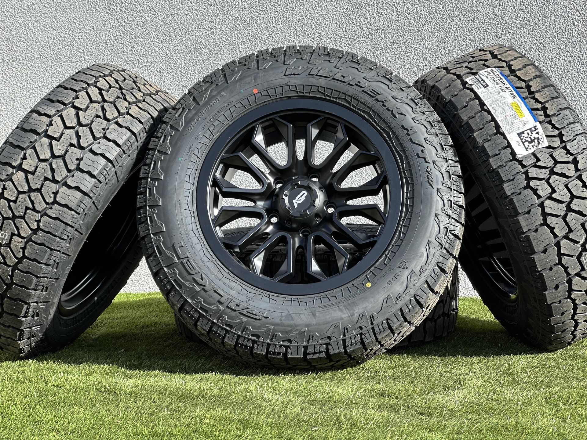 NEW 18” Toyota Tundra wheels Black Rims 4x4 Falken AT4W 275/65R18 tires 5x150 A/T Sequoia