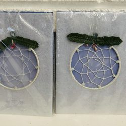 LEGEND OF THE DREAMCATCHER Dream Catcher Holly Berry Holiday Ornament 4 inch Set of 2 ornaments