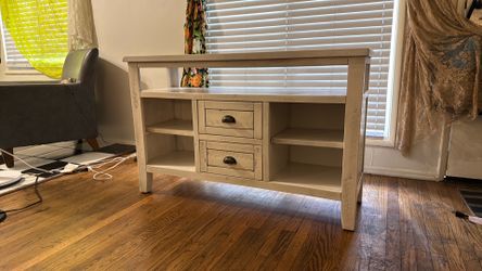 DISTRESSED WHITE WOOD CONSOLE