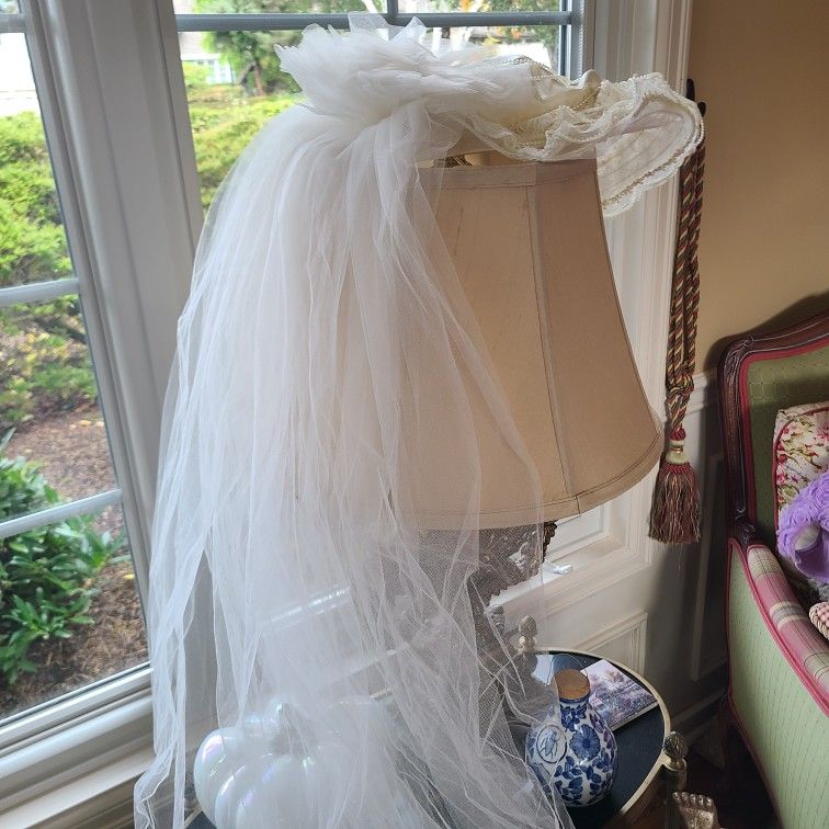 Bridal veil Hat w pearls wedding communion dress up costume