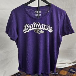 Women's NFL Apparel Purple Baltimore Ravens Script T-Shirt Size XL