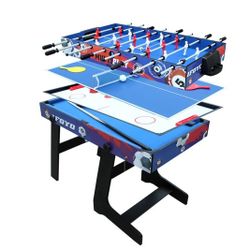 IFOYO 4 in 1 Multi Combo Game Table, Hockey Soccer Foosball Pool Table Tennis for Home Game Room, Yellow 4 ft