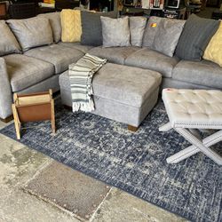 New Grey Sectional With Storage Ottoman 