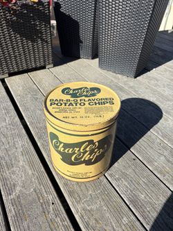 Vintage Charles Chips Metal Tin with Lid – Collectible Decor