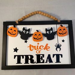 Trick-Or-Treat Halloween Sign Wood Halloween decoration