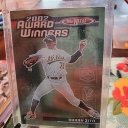 Barry Zito 03 Topps Total Award Winner 07 Fleer Crowning Achievement Insert Baseball Cards 