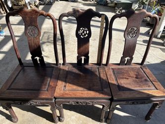 3 Hardwood Chairs 