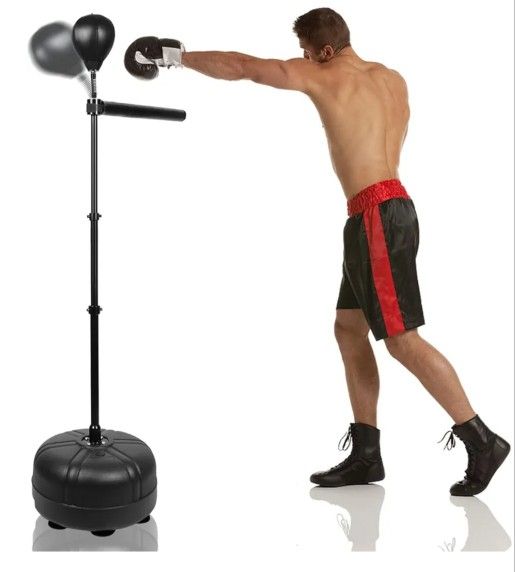 Height Adjustable Boxing Bar Spinning Bag , Boxing Bar with Punching Bag , Reflex Equipment for Adults Teens , Black