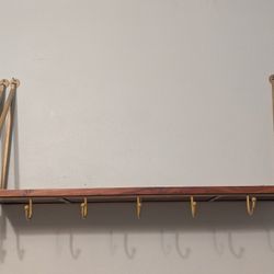 Acacia Wood Shelves with Hooks