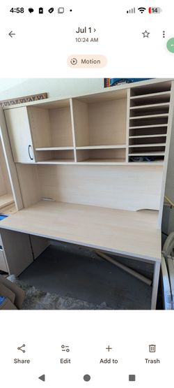 Modern desk w/shelf & file drawers