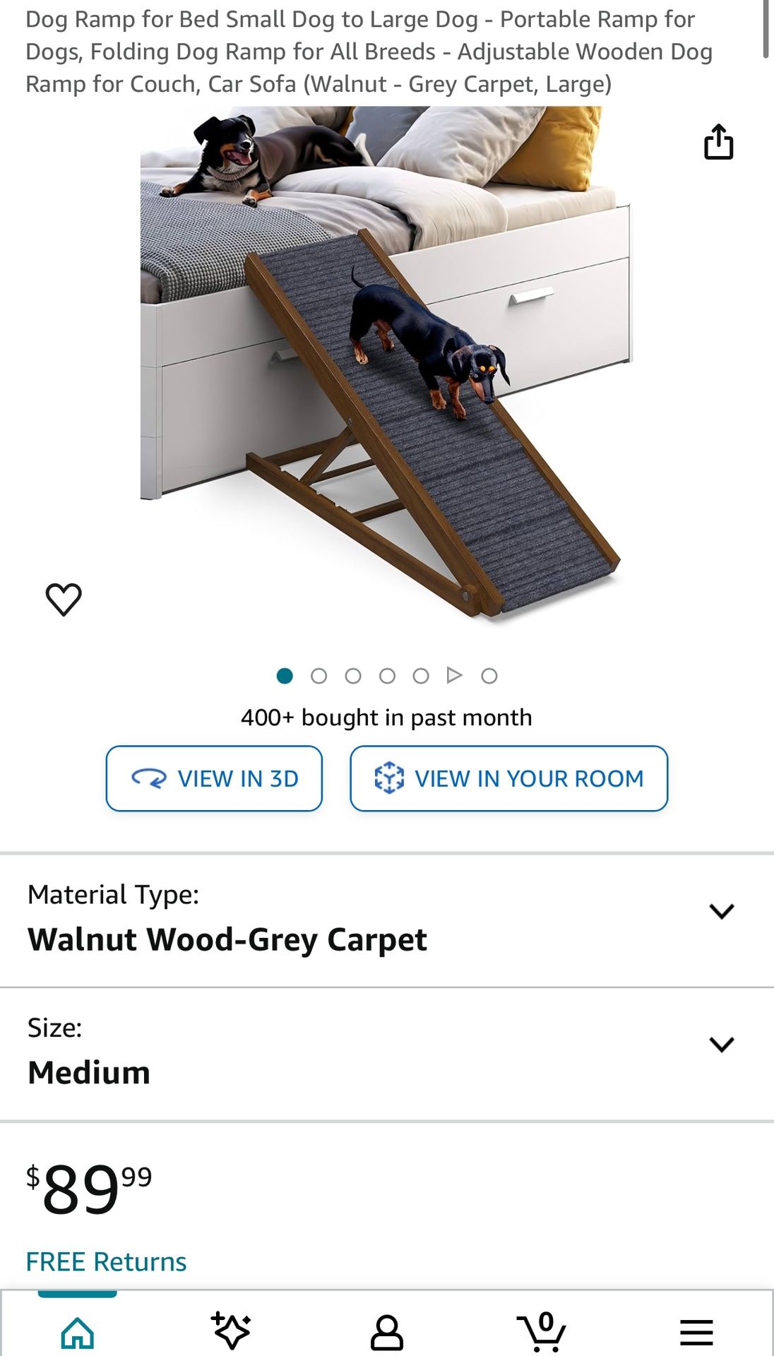 Dog Ramp for Bed Small Dog to Large Dog - Portable Ramp for Dogs, Folding Dog Ramp for All Breeds - Adjustable Wooden Dog Ramp for Couch, Car Sofa (Wa