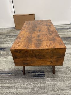 Rustic Brown Wood Coffee Table with Storage