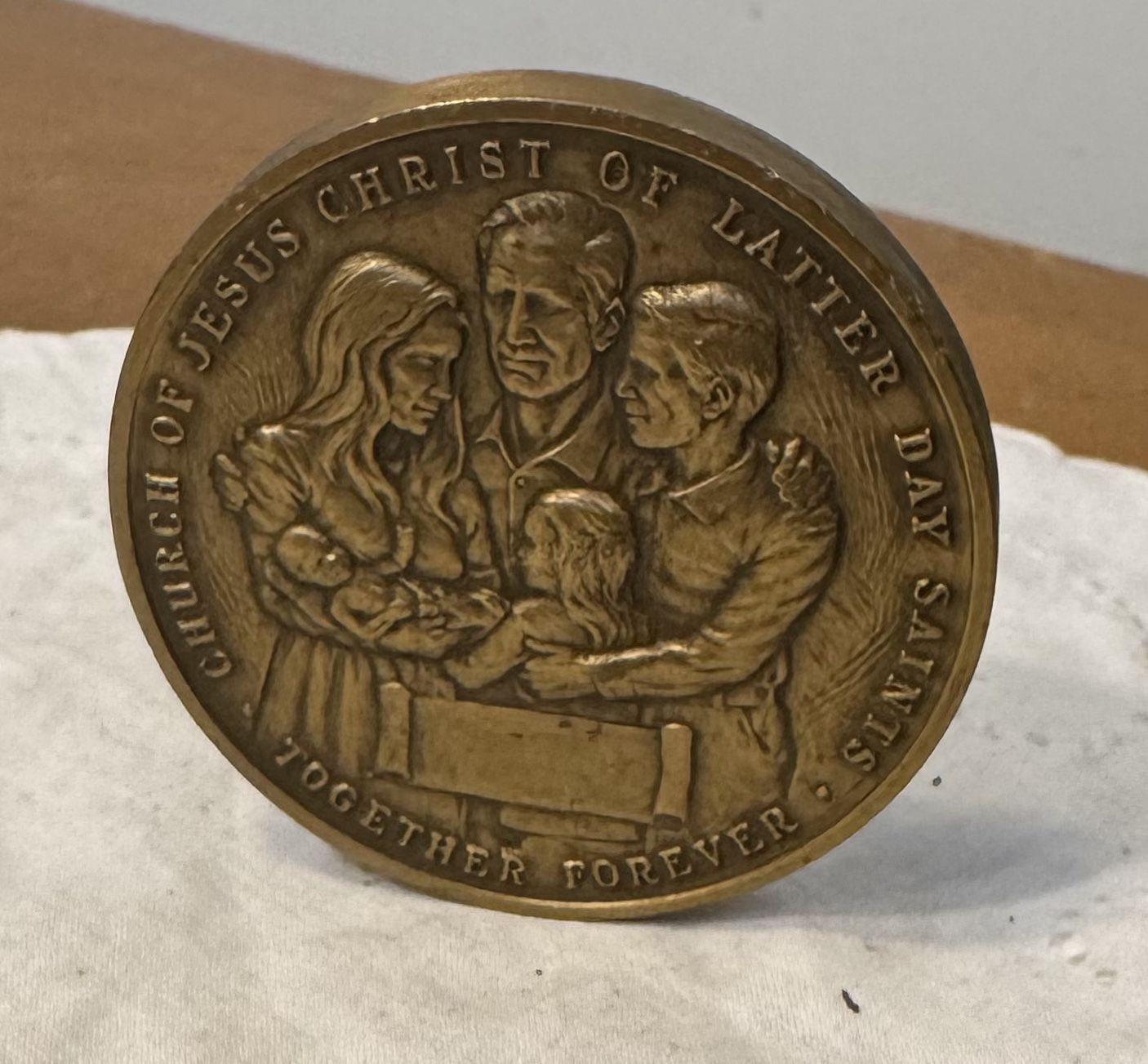 Vintage Washington Temple Paperweight Church Latter Day Saints Bronze Coin/Medal
