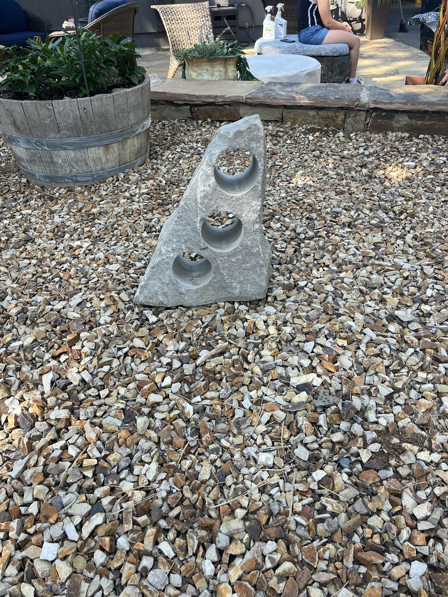 Stone With 3 Holes Bored Thru It
