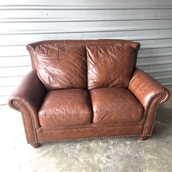 Haining Nicelink Brown Leather Sofa Love Seat
