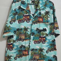 ALOHA REPUBLIC HAWAII USA BLUES MOTORCYCLE CAFE COTTON BUTTON SHIRT Size 2XL