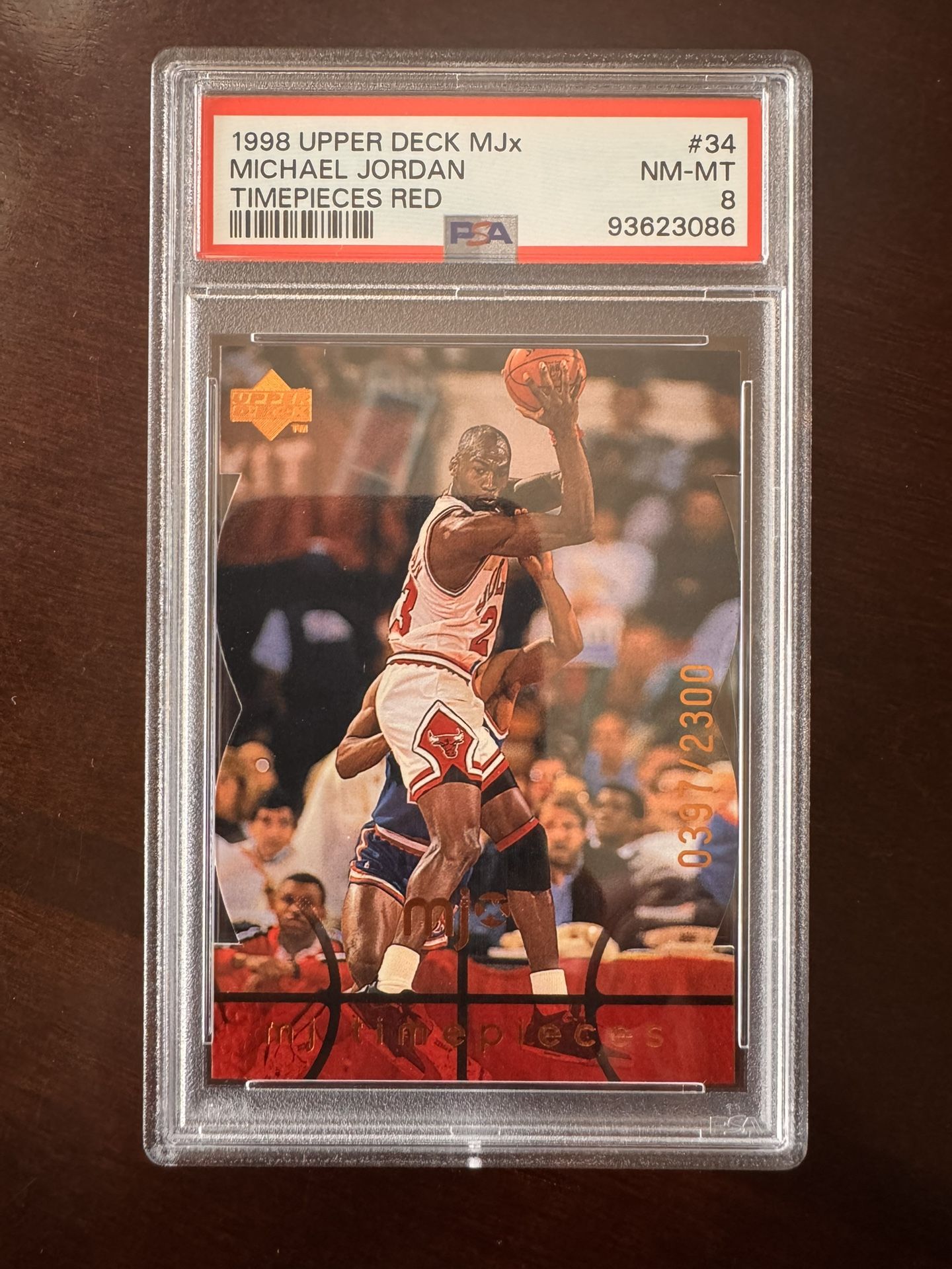 1998 Upper Deck MJx Timepieces Michael Jordan Red #34 /2300 PSA 8