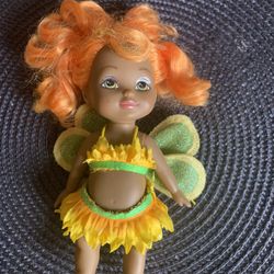 Hard to find! 2004 Flower Fairiees SUNFLOWER FAIRY DOLL  7”. Yellow dress. VG