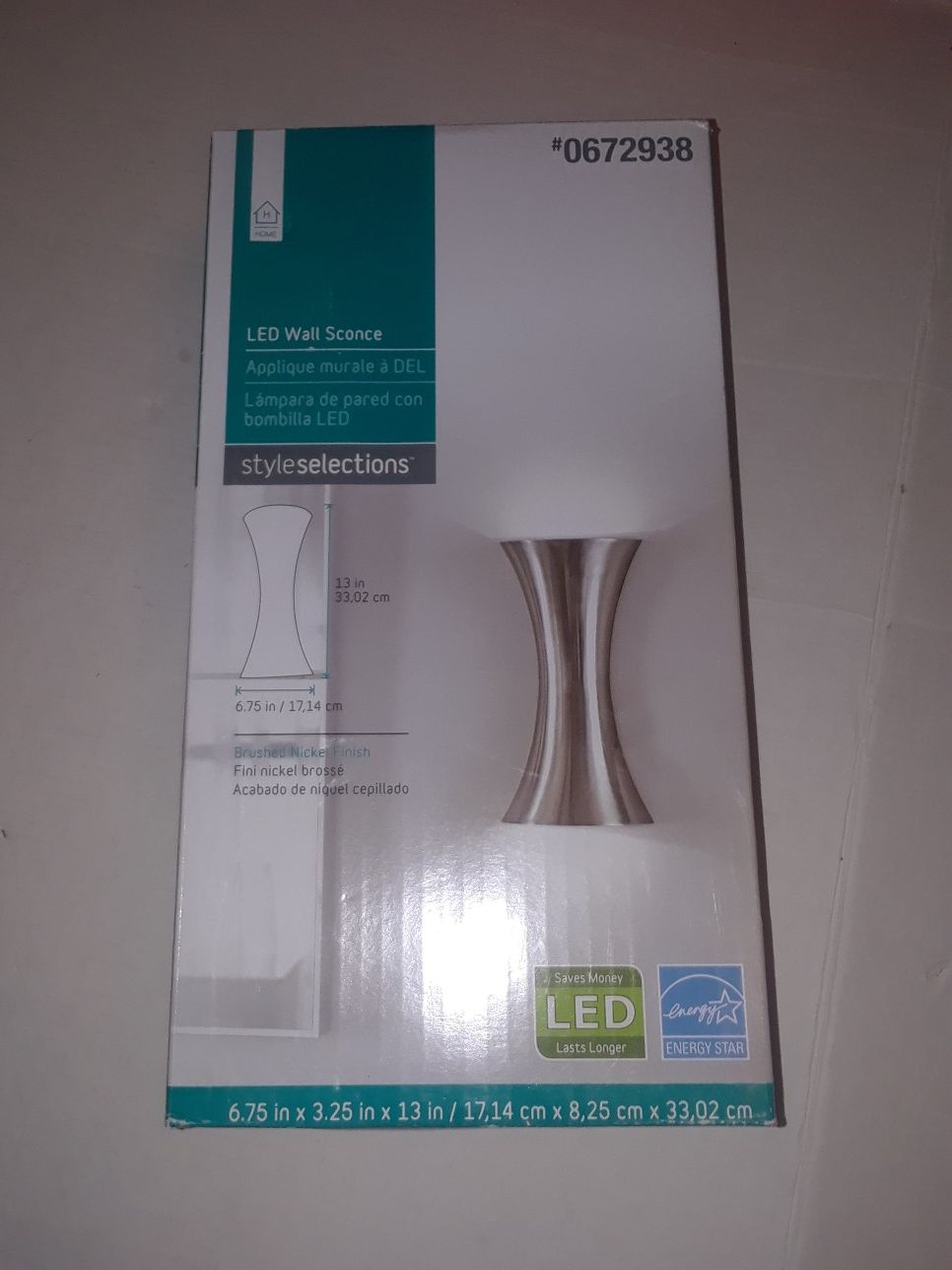 Led wall sconce style selection 0672938, with a brushed nickel finish.