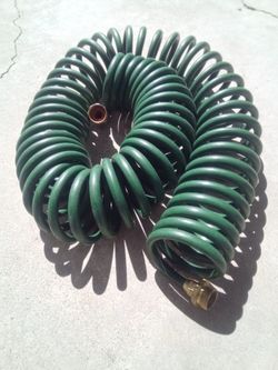 Green Coil Garden Hose with Brass Fittings