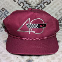 Vintage Corvette 1993 40th Anniversary, Snapback Hat, Cap red/maroon in color