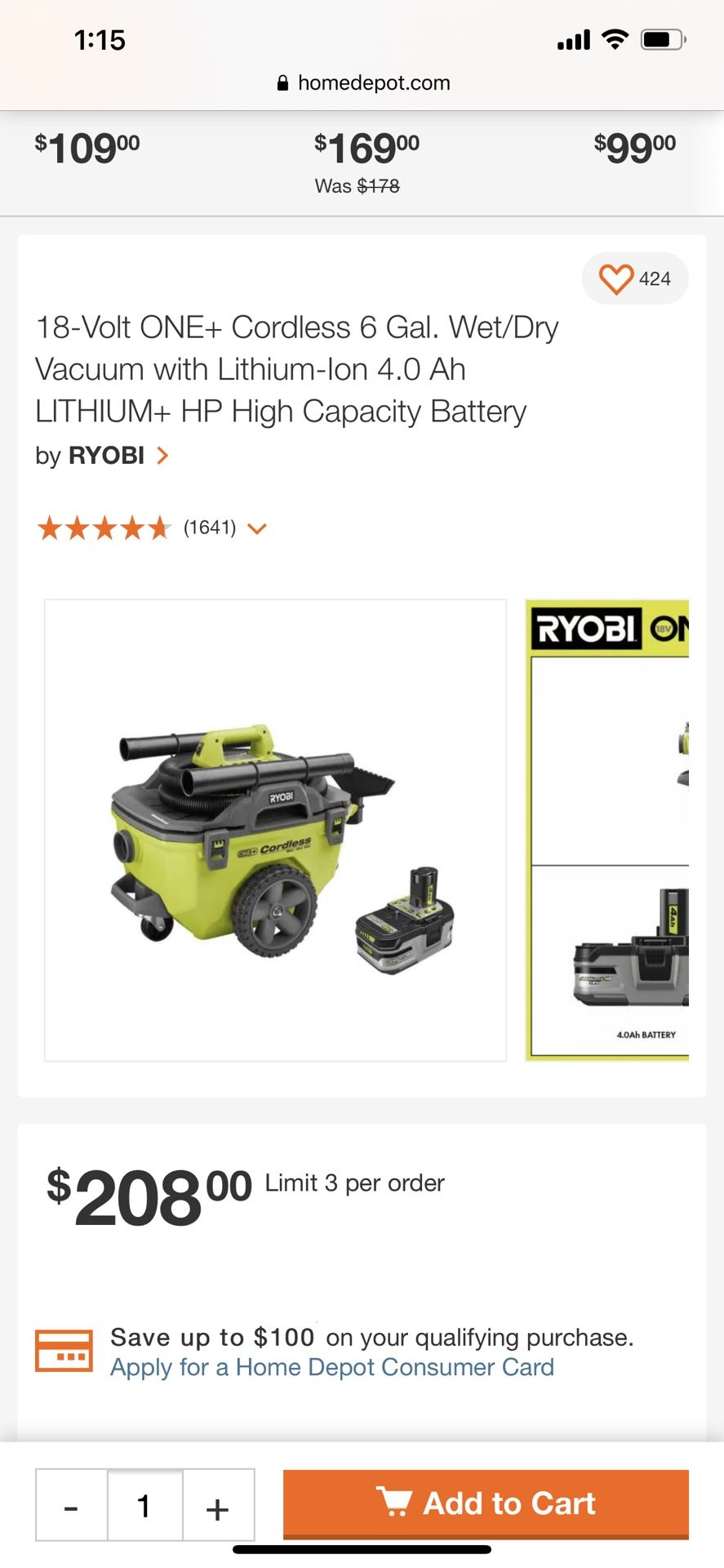 Ryobi Wet/dry Vacuum