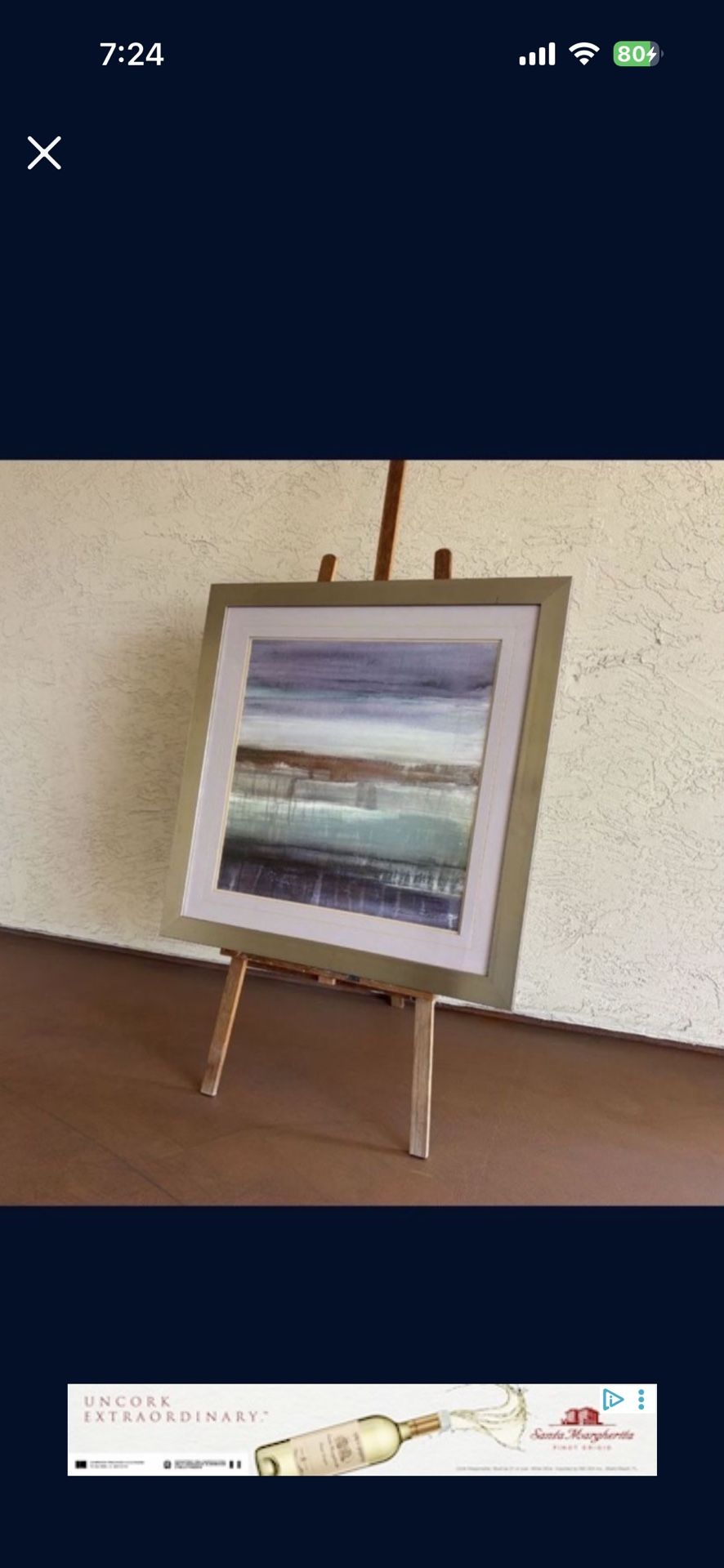 One Framed Abstract Modern Art In Glass And Metallic Frame 34x34