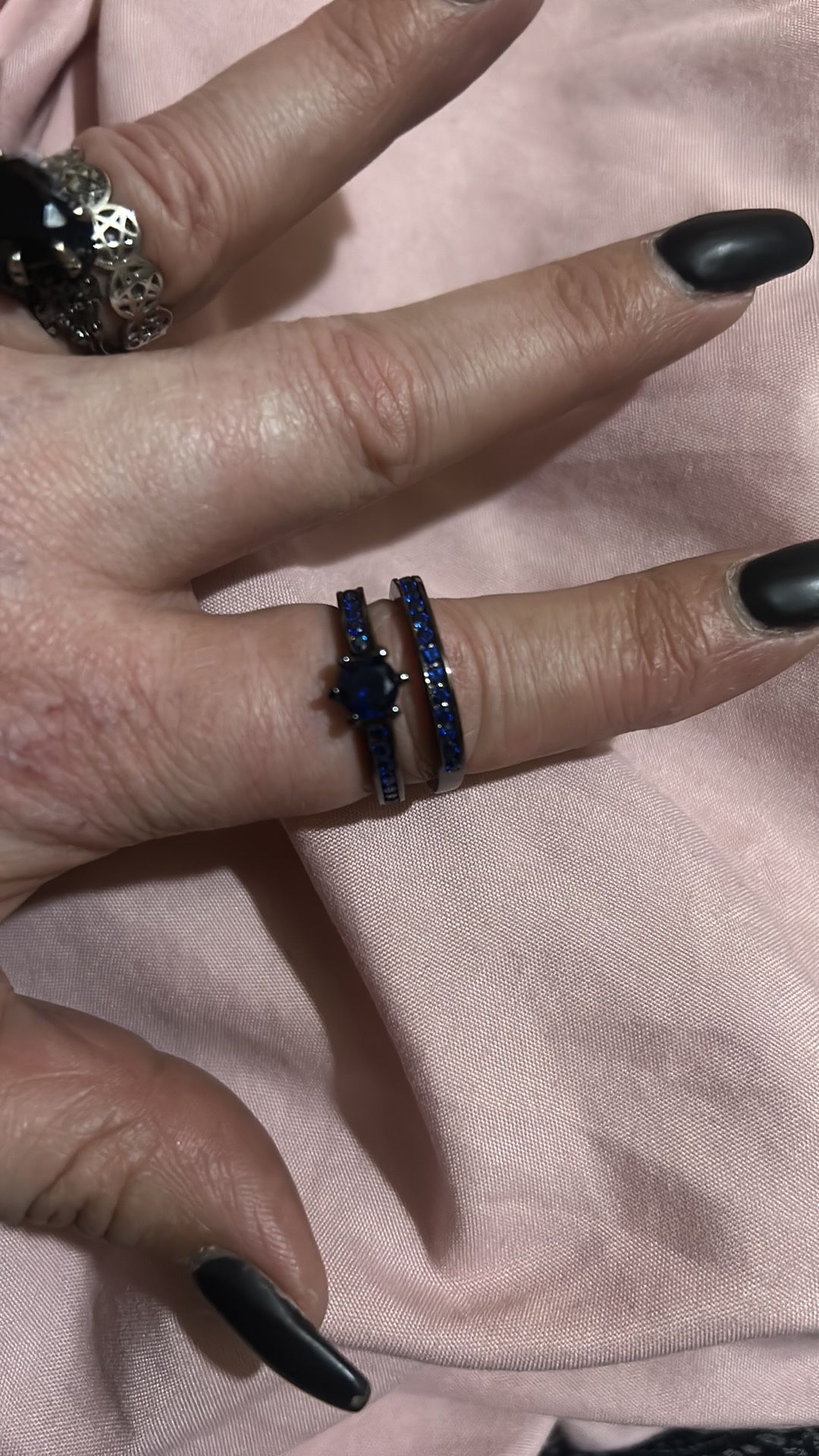 Blue Stone Ring with Band also (New)