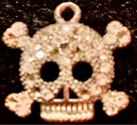 Crystal Skull and Crossbones Charm Pendant