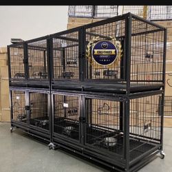 Dog Pet Cage Kennel Size 43 With Divider And Feeding Bowls Set Of 4 